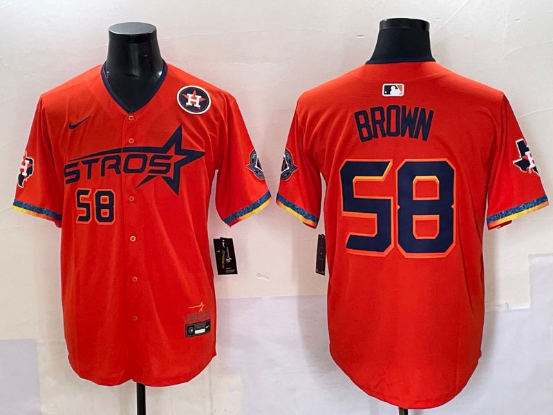 Men Houston Astros #58 Brown Orange Fourth generation Joint Name 2025 Nike MLB Jersey style 4